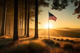 American Flag with Tree